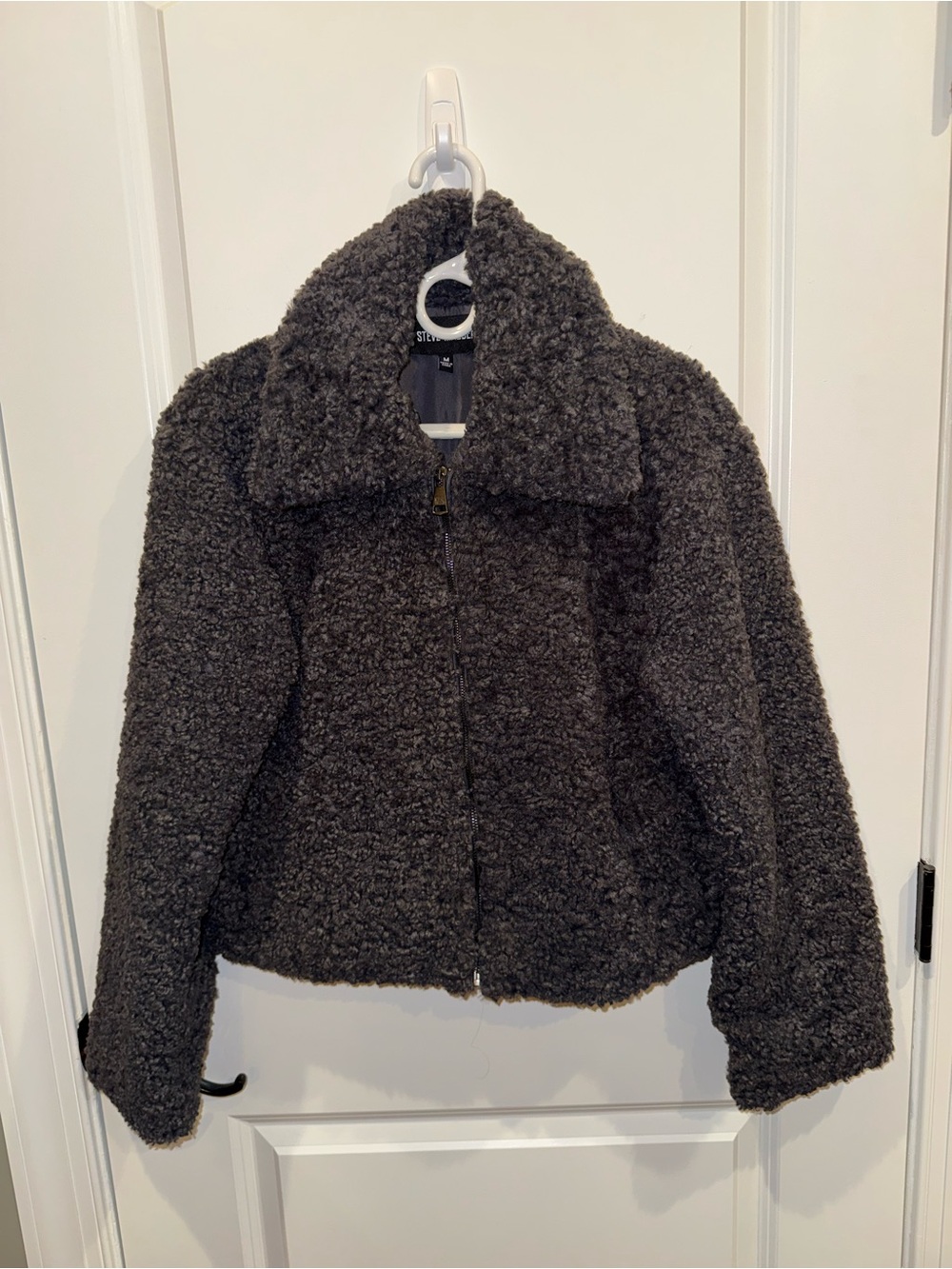Steve Madden Women's Cropped Sherpa Zip Jacket